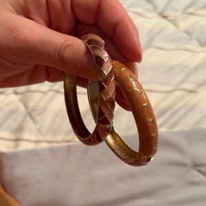 Vintage - Elegant Gold and Brown Bangle Set